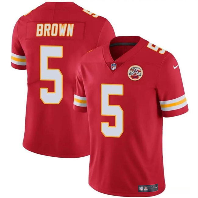 Personalized Men’s Kansas City Chiefs #5 Hollywood Brown Red Untouchable Limited Stitched Football Jersey