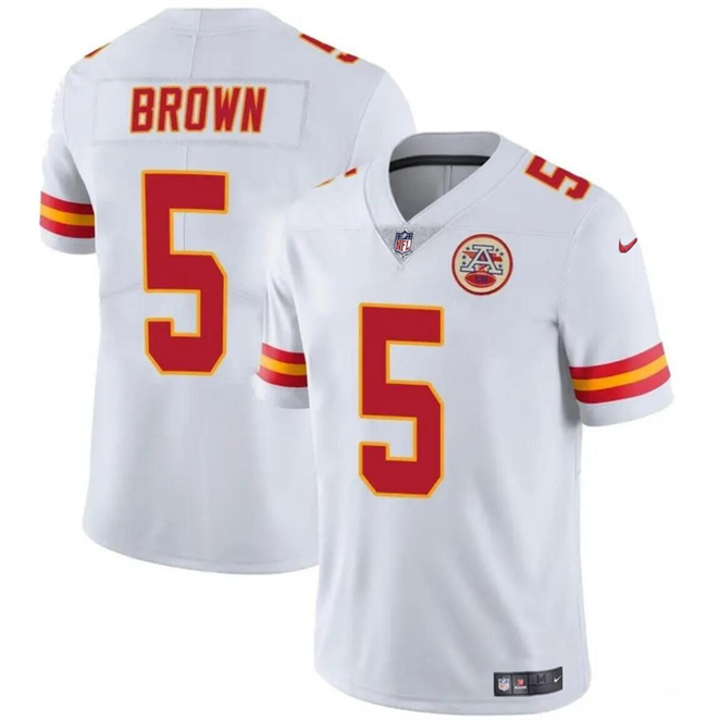 Personalized Men’s Kansas City Chiefs #5 Hollywood Brown White Untouchable Limited Stitched Football Jersey