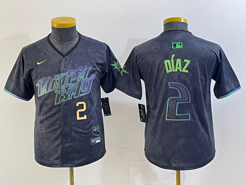 Personalized Youth Tampa Bay Rays #2 Yandy Díaz Charcoal 2024 City Connect Limited Stitched Baseball Jersey