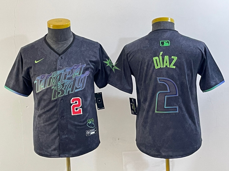 Personalized Women Tampa Bay Rays #2 Yandy Díaz Charcoal 2024 City Connect Limited Stitched Baseball Jersey