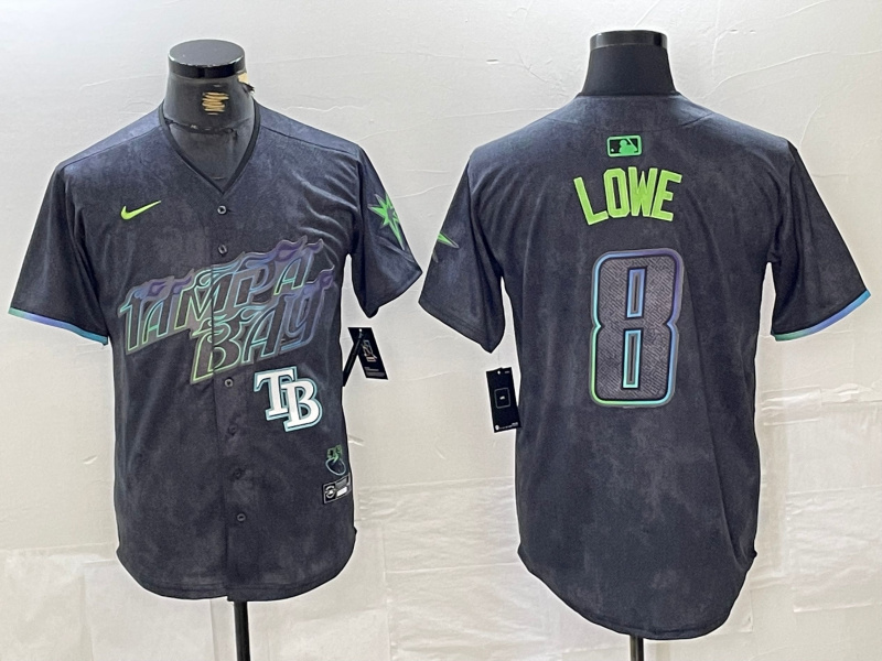Personalized Men’s Tampa Bay Rays #8 Brandon Lowe Charcoal 2024 City Connect Limited Stitched jerseys 3