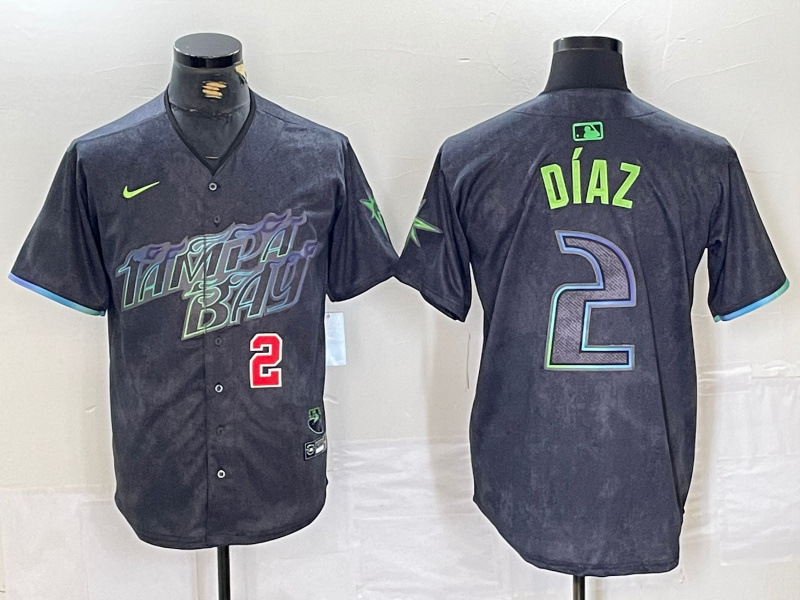 Personalized Men’s Tampa Bay Rays #2 Yandy Díaz Charcoal 2024 City Connect Limited Stitched Baseball Jersey