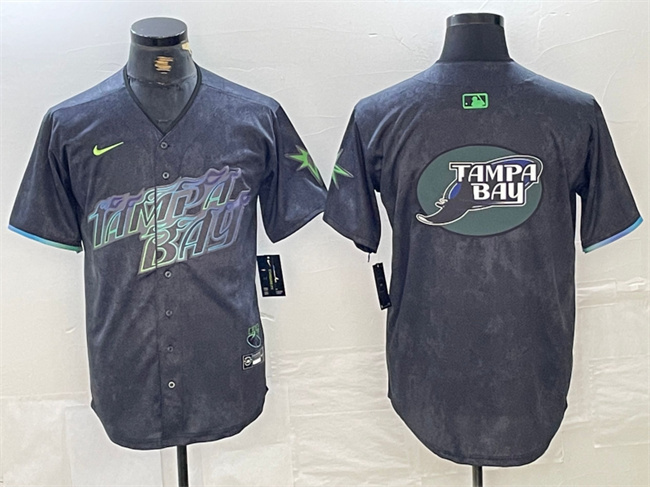 Personalized Men’s Tampa Bay Rays Team Big Logo Charcoal 2024 City Connect Limited Stitched Baseball Jersey