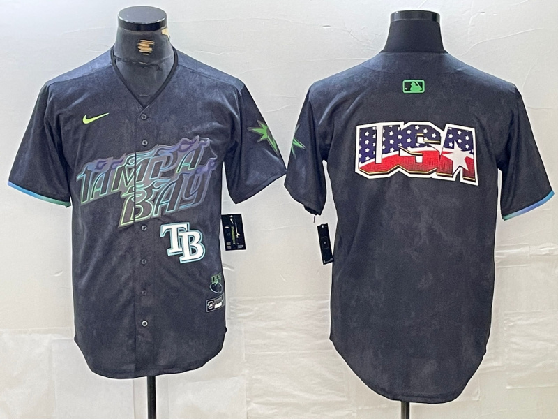 Personalized Men’s Tampa Bay Rays Team Big Logo Charcoal 2024 City Connect Limited Stitched Baseball JerseyS