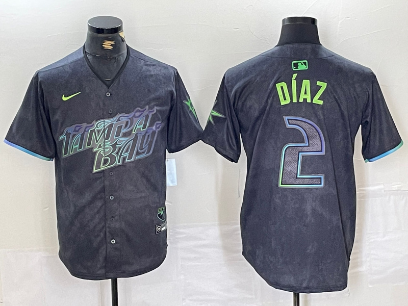 Personalized Men’s Tampa Bay Rays #2 Yandy Díaz Charcoal 2024 City Connect Limited Stitched Baseball Jersey