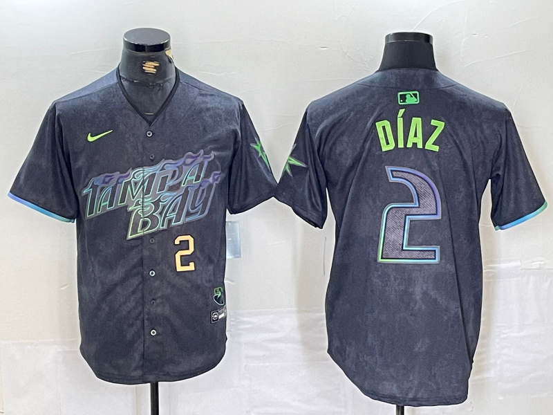 Personalized Men’s Tampa Bay Rays #2 Yandy Díaz Charcoal 2024 City Connect Limited Stitched Baseball Jersey