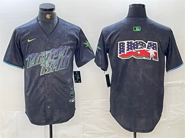 Personalized Men’s Tampa Bay Rays Team Big Logo Charcoal 2024 City Connect Limited Stitched Baseball Jersey