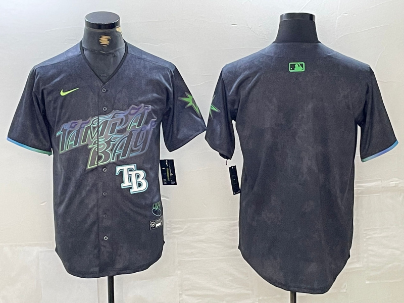 Personalized Men’s Tampa Bay Rays Team Big Logo Charcoal 2024 City Connect Limited Stitched Baseball JerseyS 2