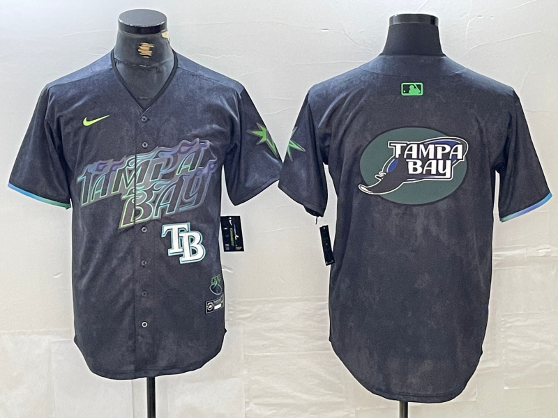 Personalized Men’s Tampa Bay Rays Team Big Logo Charcoal 2024 City Connect Limited Stitched Baseball JerseyS 3