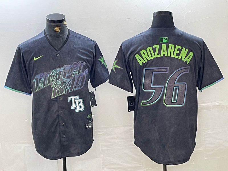 Personalized Men’s Tampa Bay Rays #56 Randy Arozarena Charcoal 2024 City Connect Limited Stitched Baseball Jersey