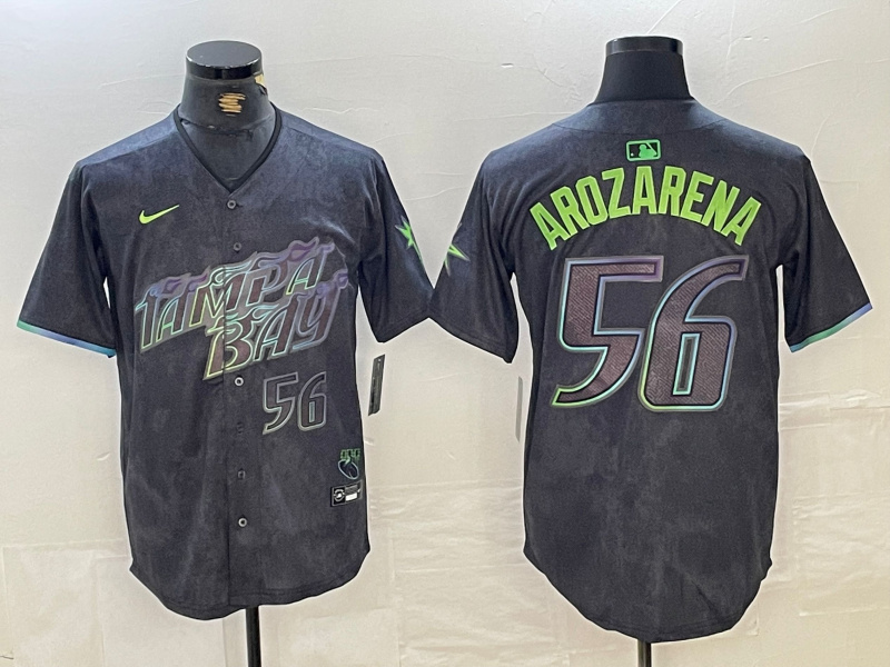 Personalized Men’s Tampa Bay Rays #56 Randy Arozarena Charcoal 2024 City Connect Limited Stitched Baseball Jersey