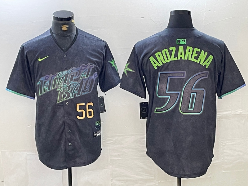 Personalized Men’s Tampa Bay Rays #56 Randy Arozarena Charcoal 2024 City Connect Limited Stitched Baseball Jersey