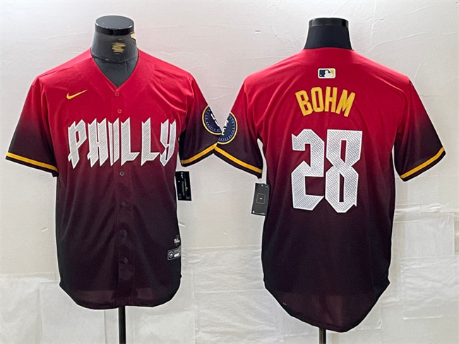Personalized Men’s Philadelphia Phillies #28 Alec Bohm Red 2024 City Connect Limited Stitched Jersey