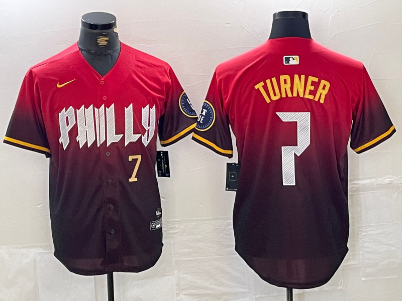 Personalized Men’s Philadelphia Phillies #7 Trea Turner Red 2024 City Connect Limited Stitched Jersey