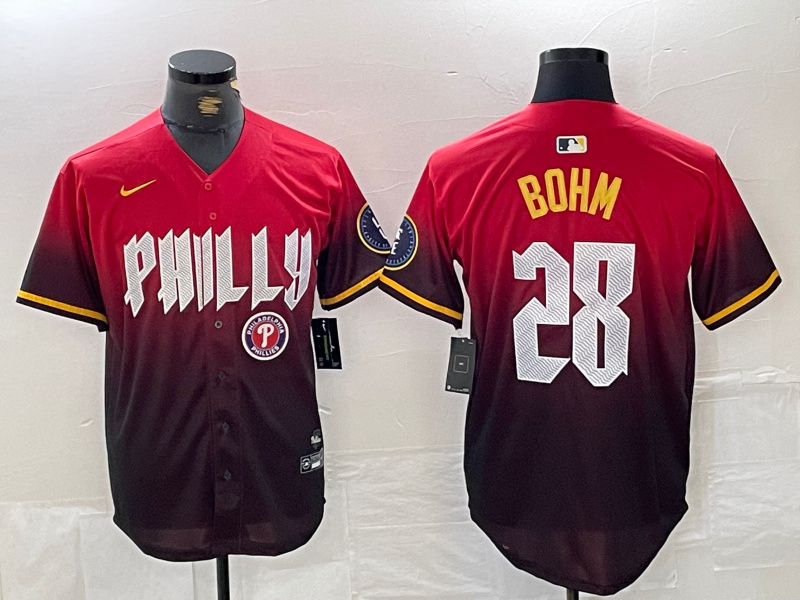 Personalized Men’s Philadelphia Phillies #28 Alec Bohm Red 2024 City Connect Limited Stitched Jersey