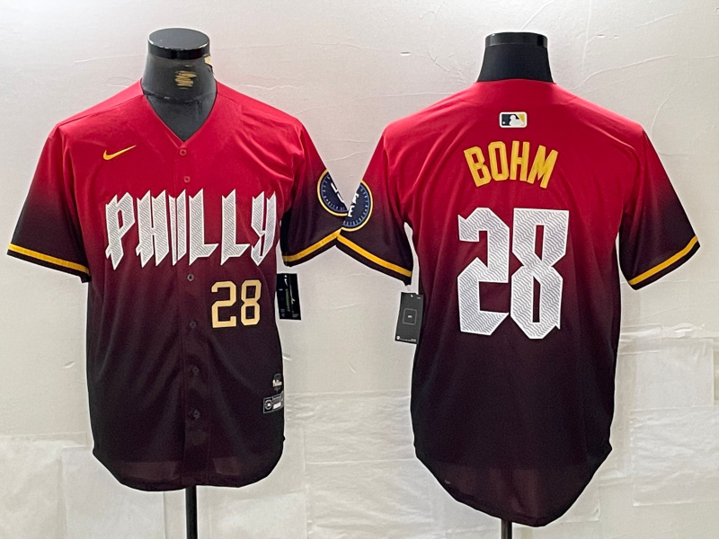 Personalized Men’s Philadelphia Phillies #28 Alec Bohm Red 2024 City Connect Limited Stitched Jersey