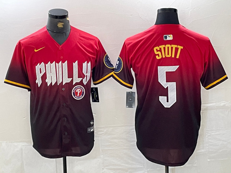 Personalized Men’s Philadelphia Phillies #5 Bryson Stott Red 2024 City Connect Limited Stitched Jersey