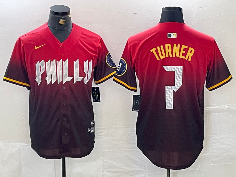 Personalized Men’s Philadelphia Phillies #7 Trea Turner Red 2024 City Connect Limited Stitched Jersey