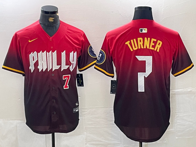 Personalized Men’s Philadelphia Phillies #7 Trea Turner Red 2024 City Connect Limited Stitched Jersey