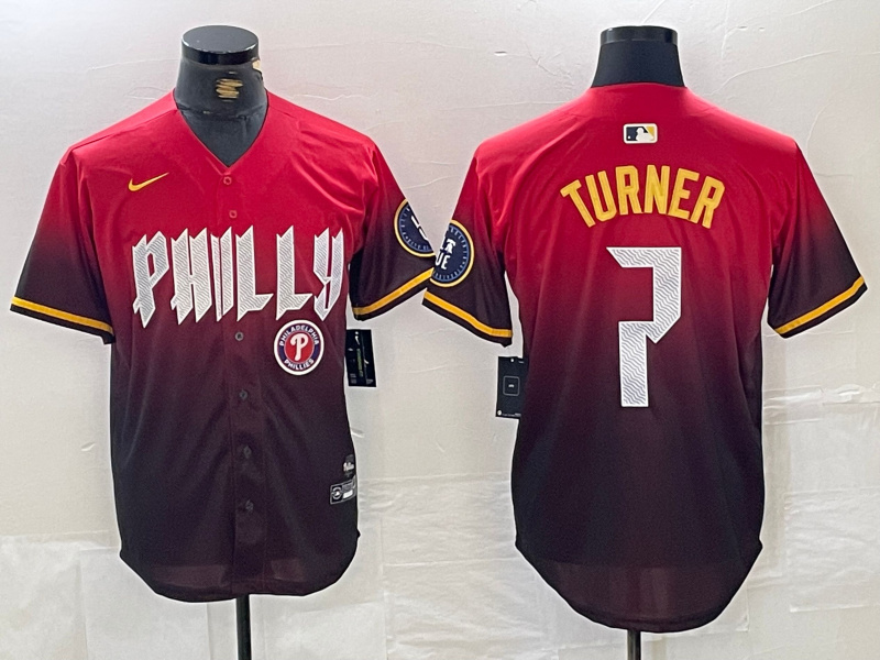 Personalized Men’s Philadelphia Phillies #7 Trea Turner Red 2024 City Connect Limited Stitched Jersey
