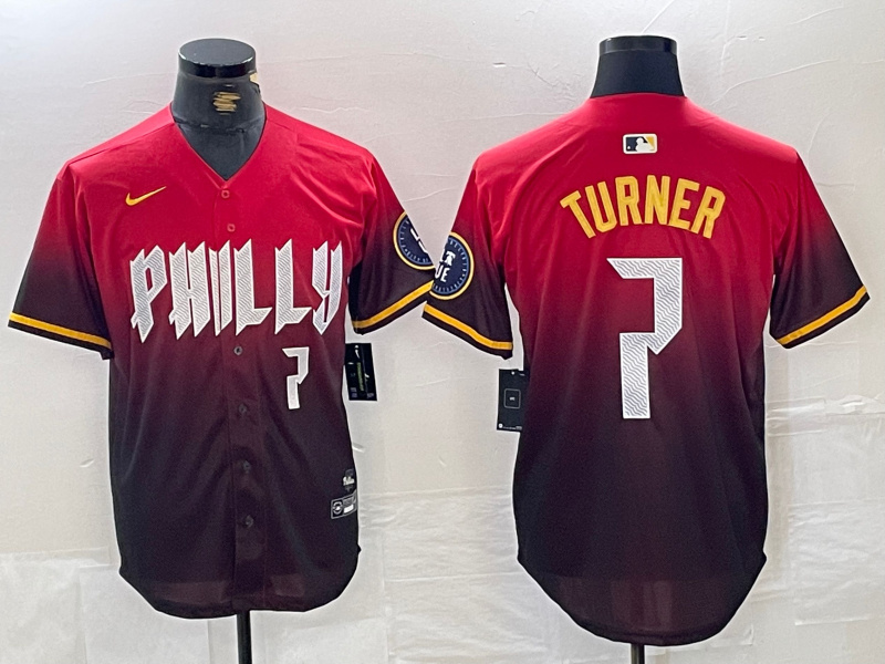 Personalized Men’s Philadelphia Phillies #7 Trea Turner Red 2024 City Connect Limited Stitched Jersey