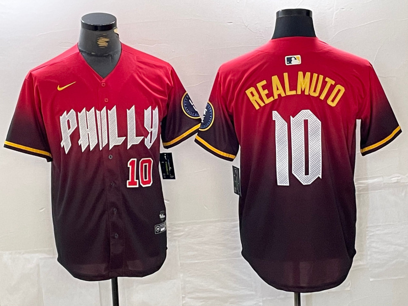 Personalized Men’s Philadelphia Phillies #10 J.T. Realmuto Red 2024 City Connect Limited Stitched Jersey