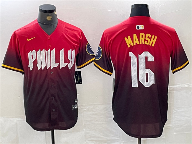 Personalized Men’s Philadelphia Phillies #16 Brandon Marsh Red 2024 City Connect Limited Stitched Jersey