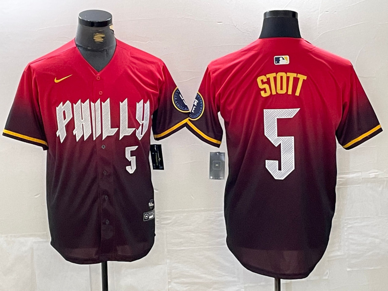 Personalized Men’s Philadelphia Phillies #5 Bryson Stott Red 2024 City Connect Limited Stitched Jersey