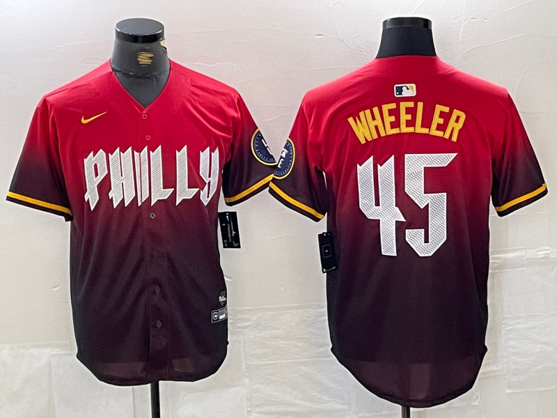 Personalized Men’s Philadelphia Phillies #45 Zack Wheeler Red 2024 City Connect Limited Stitched Jersey