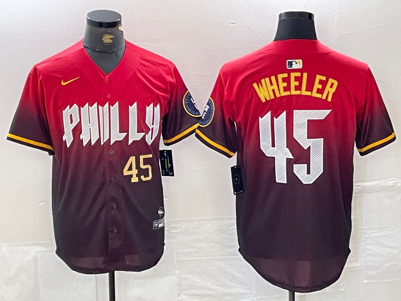 Personalized Men’s Philadelphia Phillies #45 Zack Wheeler Red 2024 City Connect Limited Stitched Jersey