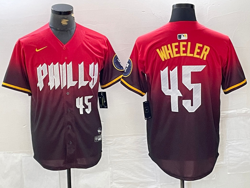 Personalized Men’s Philadelphia Phillies #45 Zack Wheeler Red 2024 City Connect Limited Stitched Jersey