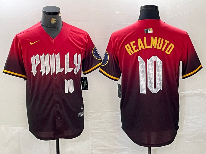 Personalized Men’s Philadelphia Phillies #10 J.T. Realmuto Red 2024 City Connect Limited Stitched Jersey