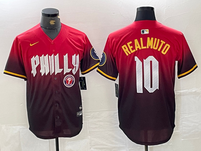 Personalized Men’s Philadelphia Phillies #10 J.T. Realmuto Red 2024 City Connect Limited Stitched Jersey