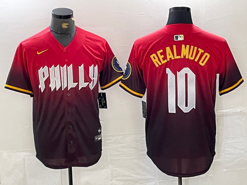 Personalized Men’s Philadelphia Phillies #10 J.T. Realmuto Red 2024 City Connect Limited Stitched Jersey