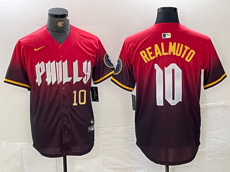 Personalized Men’s Philadelphia Phillies #10 J.T. Realmuto Red 2024 City Connect Limited Stitched Jersey