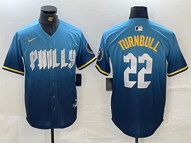 Personalized Men’s Philadelphia Phillies #22 Spencer Turnbull Blue 2024 City Connect Limited Stitched Jersey