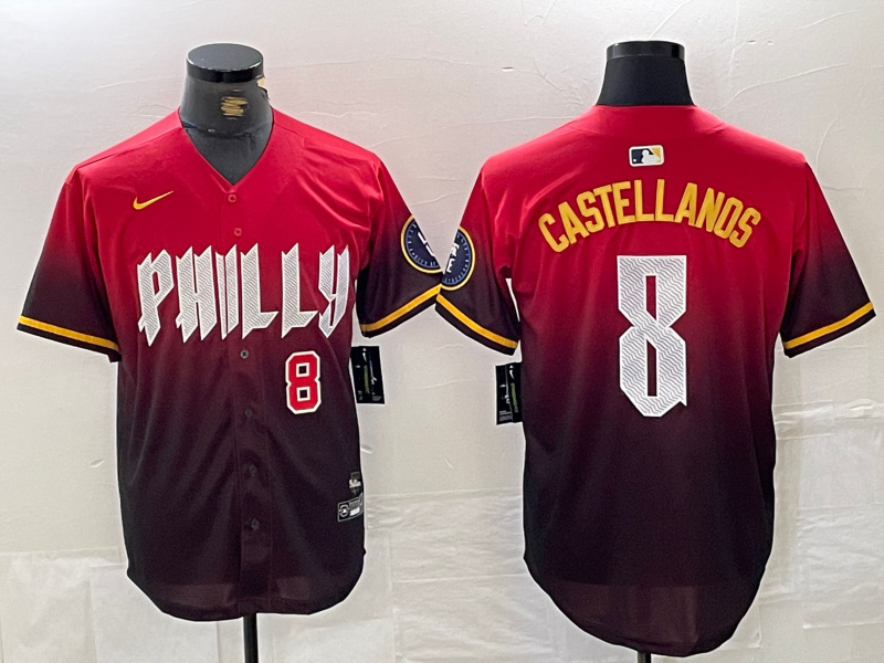 Personalized Men’s Philadelphia Phillies #8 Nick Castellanos Red 2024 City Connect Limited Stitched Jersey