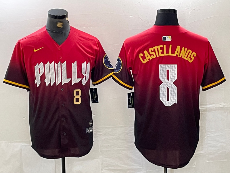 Personalized Men’s Philadelphia Phillies #8 Nick Castellanos Red 2024 City Connect Limited Stitched Jersey