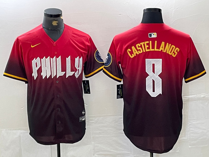 Personalized Men’s Philadelphia Phillies #8 Nick Castellanos Red 2024 City Connect Limited Stitched Jersey