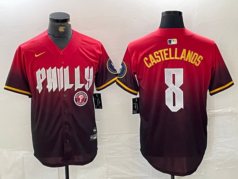 Personalized Men’s Philadelphia Phillies #8 Nick Castellanos Red 2024 City Connect Limited Stitched Jersey