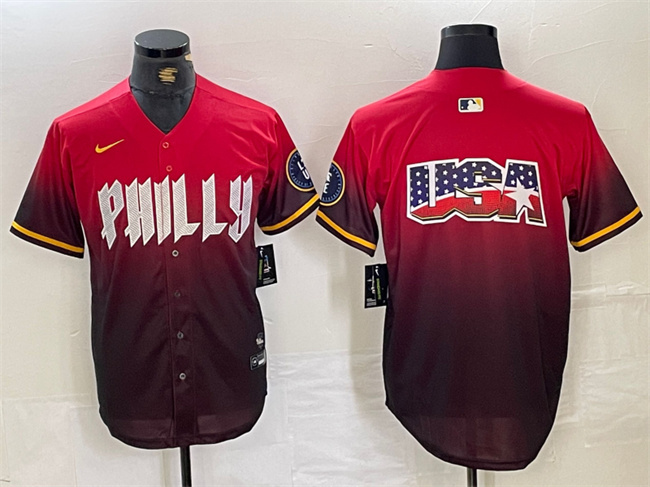 Personalized Men’s Philadelphia Phillies Red Team Big Logo 2024 City Connect Limited Stitched Baseball Jersey