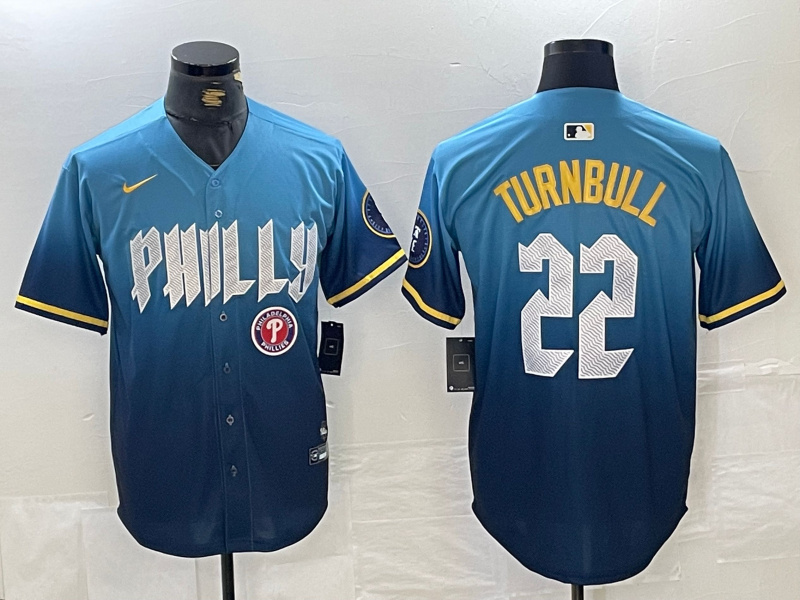 Personalized Men’s Philadelphia Phillies #22 Spencer Turnbull Blue 2024 City Connect Limited Stitched Jersey