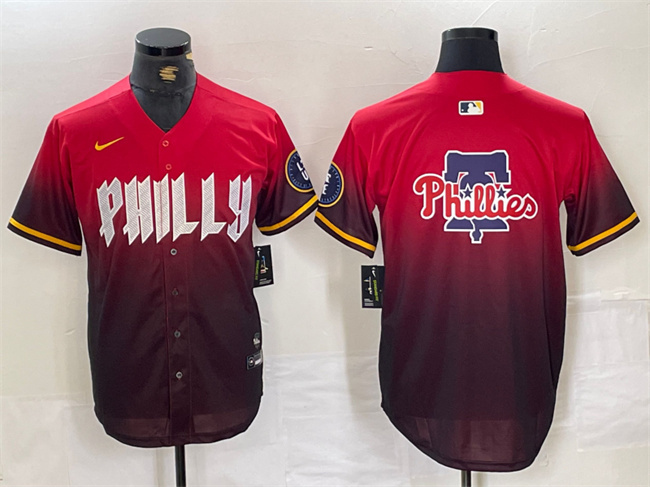 Personalized Men’s Philadelphia Phillies Red Team Big Logo 2024 City Connect Limited Stitched Baseball Jersey