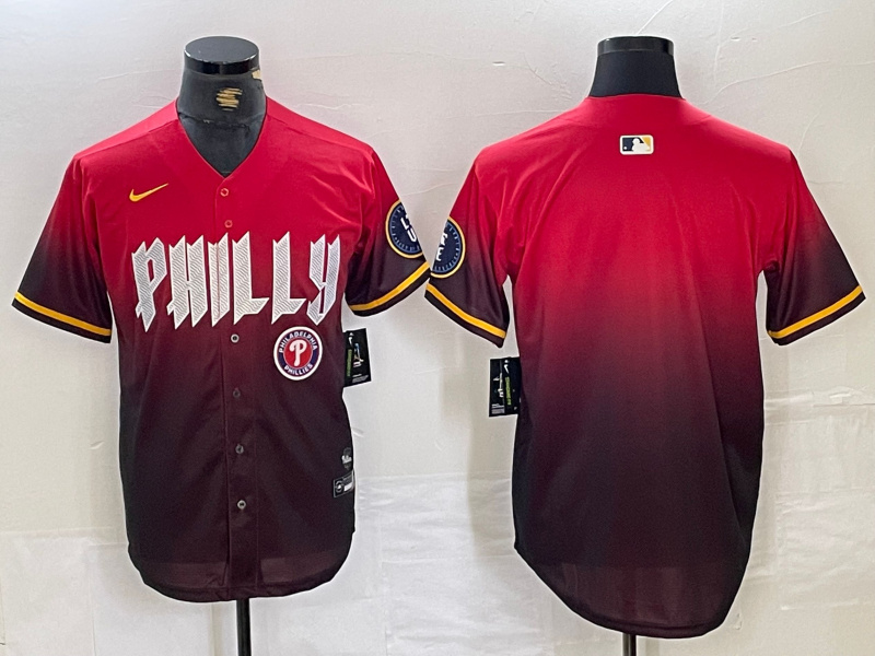 Personalized Men’s Philadelphia Phillies Red Team Big Logo 2024 City Connect Limited Stitched Baseball Jersey