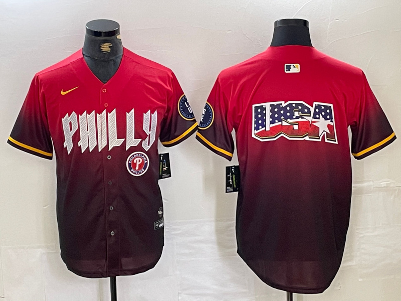 Personalized Men’s Philadelphia Phillies Red Team Big Logo 2024 City Connect Limited Stitched Baseball Jersey