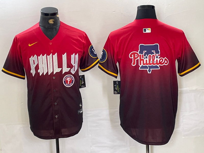 Personalized Men’s Philadelphia Phillies Red Team Big Logo 2024 City Connect Limited Stitched Baseball Jersey