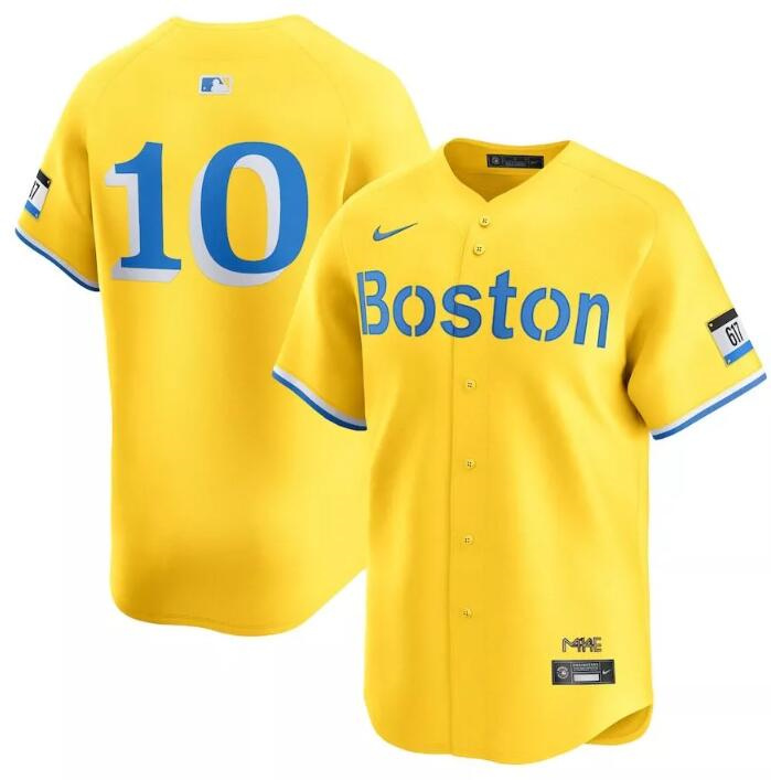 Personalized Men’s Boston Red Sox #10 Trevor Story Gold City Connect Stitched Baseball Jersey