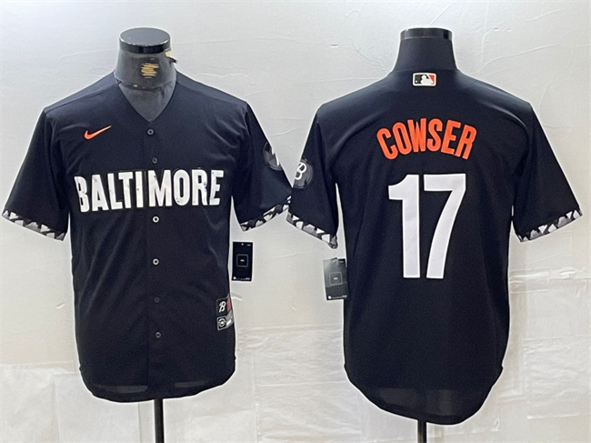 Personalized Men’s Baltimore Orioles #17 Colton Cowser Black 2023 City Connect Cool Base Stitched Baseball Jersey
