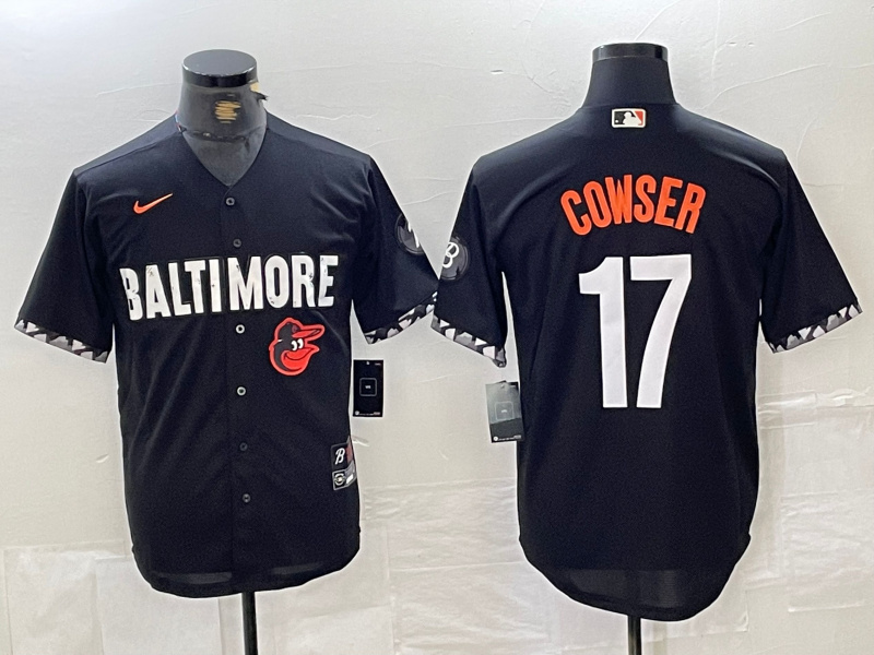 Personalized Men’s Baltimore Orioles #17 Colton Cowser Black 2023 City Connect Cool Base Stitched Baseball Jersey