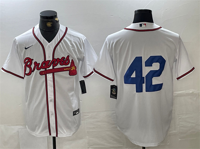 Personalized Men’s Atlanta Braves #42 Jackie Robinson White Cool Base Stitched Baseball Jersey